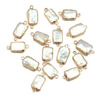 Freshwater Pearl Connector, with Brass, Rectangle, gold color plated, Natural & fashion jewelry & DIY, 9x20-10x25mm, Sold By PC