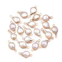 perla d'acquadolce coltivata naturalmente connettore, with ottone, placcato color oro, Naturale & gioielli di moda & DIY, 9x18-10x20mm, Venduto da PC