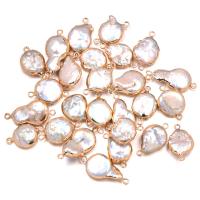 perla d'acquadolce coltivata naturalmente connettore, with ottone, placcato color oro, Naturale & gioielli di moda & DIY, 14x20-14x28mm, Venduto da PC