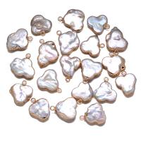 Pendentifs perles d'eau douce, perle d'eau douce cultivée, avec laiton, Placage de couleur d'or, Naturel & bijoux de mode & DIY, 16x18mm, Vendu par PC