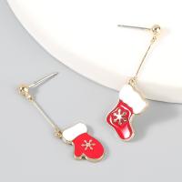Kerst Oorbellen, Zinc Alloy, Kerstontwerp & mode sieraden & voor vrouw & glazuur, rood, Verkocht door pair