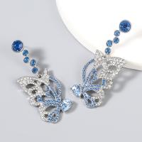 Zinc Alloy Drop Earrings Butterfly fashion jewelry & for woman & with rhinestone blue Sold By Pair