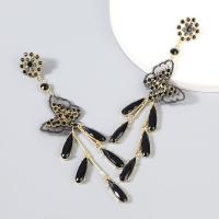 Zinc Alloy Drop Earrings with acrylic rhinestone & Lace Heart fashion jewelry & for woman black Sold By Pair