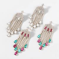 Fashion Fringe Earrings, Tibetan Style, fashion jewelry & for woman & with rhinestone, more colors for choice, Sold By Pair