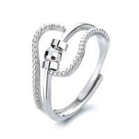 Messing Open Finger Ring, geplatineerd, draaibare & verstelbaar & voor vrouw, nikkel, lood en cadmium vrij, Maat:6-8, Verkocht door PC
