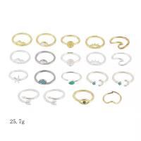 Zink legering Ring Sæt, Zinc Alloy, forgyldt, mode smykker & for kvinde, nikkel, bly & cadmium fri, 15mm, 17mm, 18mm, Størrelse:4-8, 5sæt/Lot, Solgt af Lot
