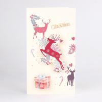 Christmas Greeting Card, Paper, printing, random style & Christmas Design & 3D effect, 120x215mm, Sold By PC