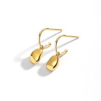 925 Sterling Silver Drop &  Dangle Earrings, Bean, gold color plated, fashion jewelry & for woman, 6.50x10mm, Sold By Pair