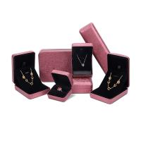 Jewelry Gift Box, PU Leather, with Velveteen, different size for choice, pink, Sold By PC
