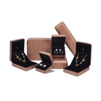 Jewelry Gift Box, PU Leather, with Velveteen, different size for choice, Champagne, Sold By PC
