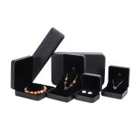Κοσμήματα Gift Box, PU, με Φέλπα, διαφορετικό μέγεθος για την επιλογή, μαύρος, Sold Με PC