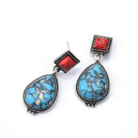 Turquoise Earring Zinc Alloy with turquoise plated & for woman Sold By Pair