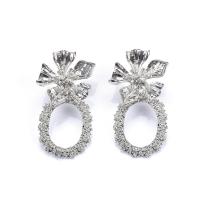 Zinc Alloy Drop Earrings silver color plated for woman & with rhinestone Sold By Pair