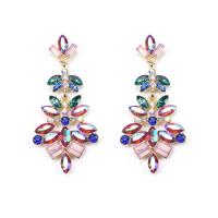 Rhinestone Earring, Tibetan Style, gold color plated, for woman & with rhinestone, more colors for choice, 28x68mm, Sold By Pair