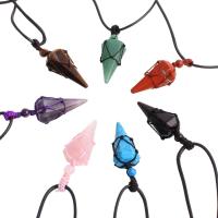 Natural Gemstone Necklace, with Wax Cord, different materials for choice & Unisex, more colors for choice, 59x37x17mm, Hole:Approx 2mm, Length:17.72 Inch, Sold By PC
