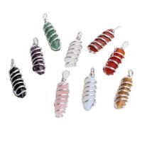 Gemstone Pendants Jewelry, Brass, with Gemstone, platinum color plated, different materials for choice & Unisex, more colors for choice, nickel, lead & cadmium free, 50x14mm, Hole:Approx 8mm, Sold By PC