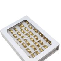 Anel de dedo de aço inoxidável, unissex, dourado, 8mm, 36PCs/box, vendido por box