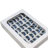 Stainless Steel Finger Ring, Unisex, blue, 8mm, 36PCs/Box, Sold By Box