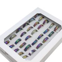 Anel de dedo de aço inoxidável, unissex & mate, multi colorido, 6mm, 36PCs/box, vendido por box