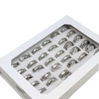 Rostfritt stål Fingerringar, ROSTFRITT STÅL, Unisex & matt, silver, 6mm, 36PC/Box, Säljs av Box