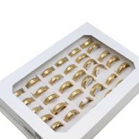 Rostfritt stål Fingerringar, ROSTFRITT STÅL, Unisex & matt, gyllene, 6mm, 36PC/Box, Säljs av Box
