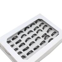 Rostfritt stål Fingerringar, ROSTFRITT STÅL, Unisex, svart, 6mm, 36PC/Box, Säljs av Box