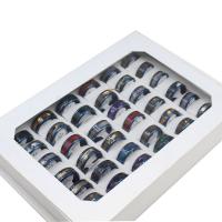 Rostfritt stål Fingerringar, ROSTFRITT STÅL, Unisex, blandade färger, 8mm, 36PC/Box, Säljs av Box