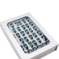 Anel de dedo de aço inoxidável, unissex, cores misturadas, 8mm, 36PCs/box, vendido por box