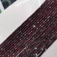 Natural Garnet Beads, Round, DIY & faceted, red, 3x2mm, Sold Per 36 cm Strand