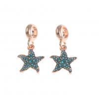 European Style Tibetan Style Dangle Beads, Starfish, with rhinestone, mixed colors, 15x13x2mm, Sold By PC