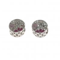 Zinc Alloy European Large Hole Beads Round DIY & enamel & with rhinestone mixed colors Sold By PC