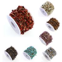 Stainless Steel Ball Chain, with Natural Stone, more colors for choice, 5x5mm, 25m/Spool, Sold By Spool
