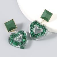 Boucle d'oreille résine, alliage de zinc, avec résine, bijoux de mode & pour femme, vert, Vendu par paire