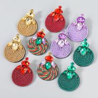 Rhinestone Earring Zinc Alloy with Polyester Cord fashion jewelry & for woman & with glass rhinestone Sold By Pair