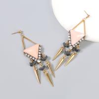 Fashion Fringe Earrings Zinc Alloy with acrylic rhinestone & Resin fashion jewelry & for woman pink Sold By Pair