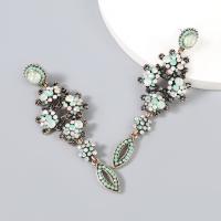Boucle d'oreille bijoux acrylique, alliage de zinc, avec Acrylique, bijoux de mode & pour femme, vert, 98x31mm, Vendu par paire