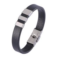 PU Leather Bracelet, with Stainless Steel, fashion jewelry & different size for choice, more colors for choice, Sold By PC