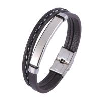 PU Leather Bracelet with Stainless Steel fashion jewelry & multilayer Sold By PC