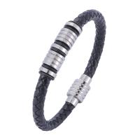 cuir PU affichage de bracelet, avec acier inoxydable, bijoux de mode & normes différentes pour le choix & motif tissé, plus de couleurs à choisir, Vendu par PC