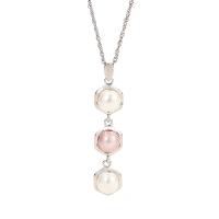 925 Sterling Silver Pearl Necklace with Freshwater Pearl with 1.96inch extender chain Geometrical Pattern platinum plated & for woman 6.5mm Sold Per Approx 15.74 Inch Strand