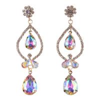 Rhinestone Earring Zinc Alloy plated for woman & with rhinestone & hollow Sold By Pair
