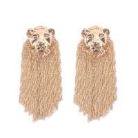 Fashion Fringe Earrings, Tibetan Style, gold color plated, for woman, 22x62mm, Sold By Pair