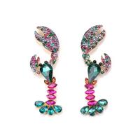 Rhinestone Earring, Tibetan Style, Lobster, plated, for woman & with rhinestone, more colors for choice, 15x57mm, Sold By Pair