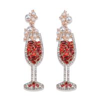 Rhinestone Earring Zinc Alloy with Plastic Pearl plated for woman & with rhinestone Sold By Pair