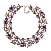 Zinc Alloy smykker halskæde, med 2.75 inch extender kæde, forgyldt, for kvinde & med rhinestone, flere farver til valg, Længde Ca. 17 inch, Solgt af PC