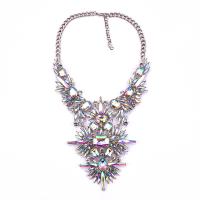 Fashion Statement Necklace Zinc Alloy with 2.76 inch extender chain plated for woman & with rhinestone Length Approx 17 Inch Sold By PC