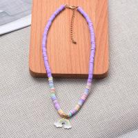 Zinc Alloy Jewelry Necklace Polymer Clay with Zinc Alloy Rainbow gold color plated for woman & enamel purple Length Approx 17.71 Inch Sold By PC