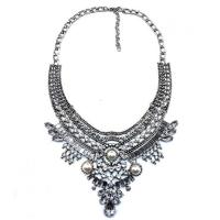 Fashion Statement Necklace, Tibetan Style, with 2.76 inch extender chain, plated, for woman & with rhinestone, more colors for choice, Length:Approx 17 Inch, Sold By PC
