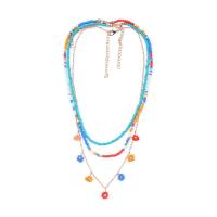 Mode-Multi-Layer-Halskette, Seedbead, mit Zinklegierung, mit Verlängerungskettchen von 2.75 inch, für Frau & Multi-Strang, farbenfroh, Länge ca. 22.83 ZollInch, verkauft von PC