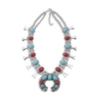 Fashion Turquoise Necklace Zinc Alloy with turquoise with 2.75 inch extender chain plated for woman multi-colored Length Approx 20.47 Inch Sold By PC